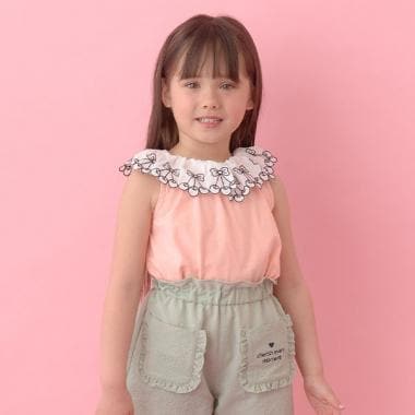 【ソフトコットン】チェリーレース衿トップス