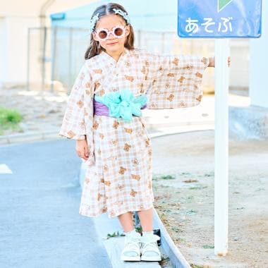 柄アソートすぽっと着やすいワンピース浴衣(帯2枚セット)