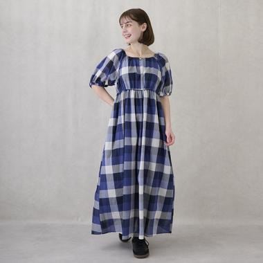 【予約商品6月上旬～6月中旬入荷】【リンク】肩あきチェックワンピース