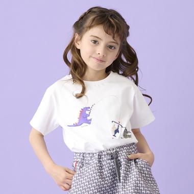 フィッシング恐竜半袖Tシャツ