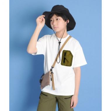 OE天竺・ドロップショルダーアウトドアポケット半袖Tシャツ