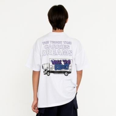 【防虫加工】バックグラフィティトラックプリント半袖Tシャツ