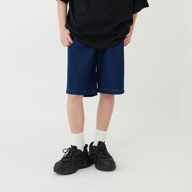 冷感デニム・イージーハーフパンツ