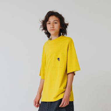 ポケット付きスケーター刺繍ビッグ半袖Tシャツ