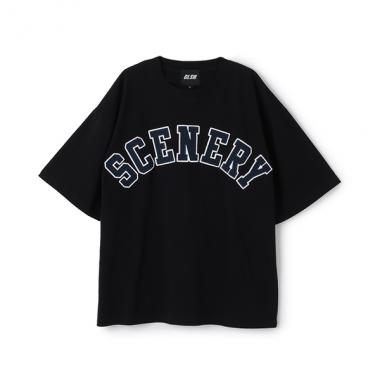 【GLSW.】【接触冷感】ハイクールコットン・アーチロゴアップリケ刺しゅう半袖Tシャツ
