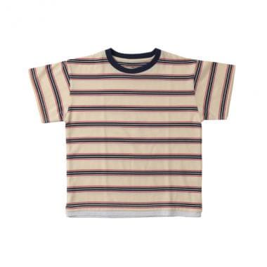 【SKIT0LY】ボーダー・ポイント刺繍レイヤード半袖Tシャツ