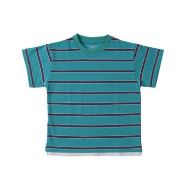 【SKIT0LY】ボーダー・ポイント刺繍レイヤード半袖Tシャツ