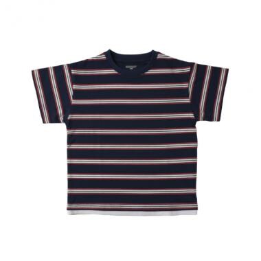 【SKIT0LY】ボーダー・ポイント刺繍レイヤード半袖Tシャツ