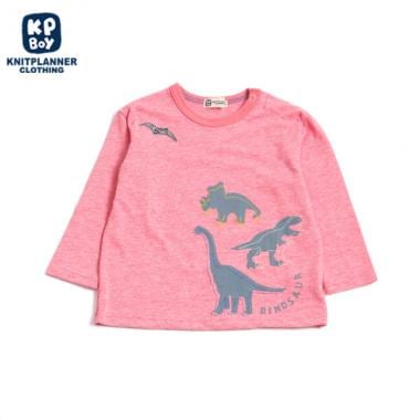 恐竜シルエットのデザートコットン長袖Tシャツ(80～90)