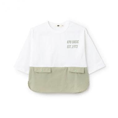 ナイロンストレッチ切り替え７分丈Tシャツ