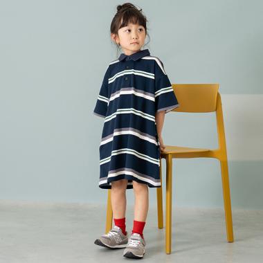 【パパもおそろい】衿つきラガー半袖ワンピ