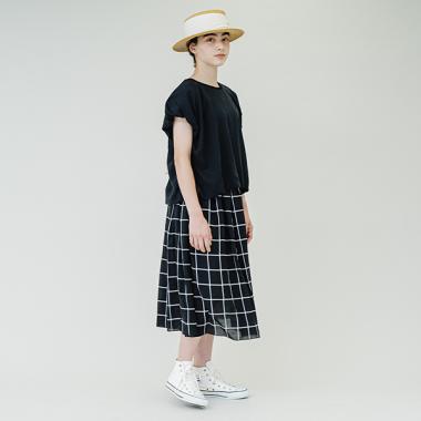 【AMI】シアーチェックギャザースカート