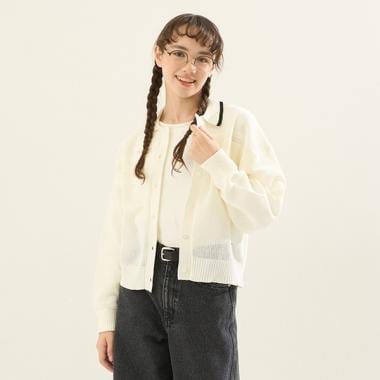 【AMI】ライン衿メッシュカーデ×ロンTセット
