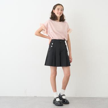 サイドボタンタックキュロット