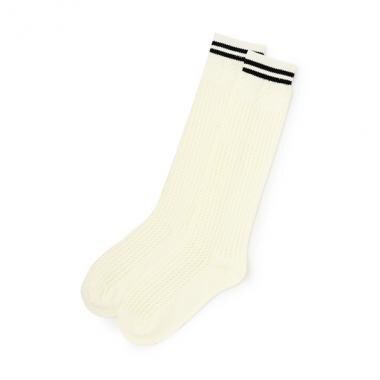 透かし編みライン入りハイソックス
