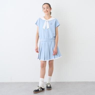 カットデニムプリーツスカパン