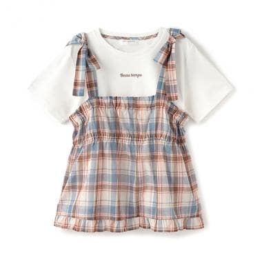 【機能素材】チェックビスチェ＋Tシャツセット