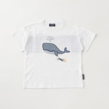 クジラアップリケ半袖Tシャツ