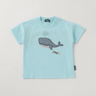 クジラアップリケ半袖Tシャツ