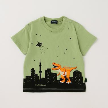 街と恐竜半袖Tシャツ