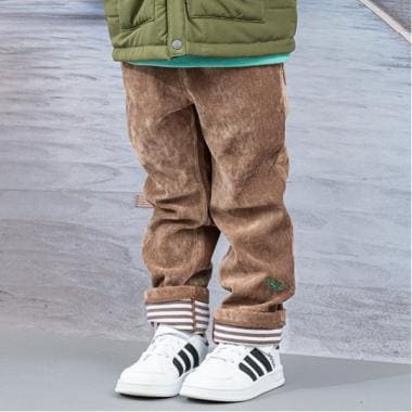 恐竜裾折り返しロング丈ストレートパンツ