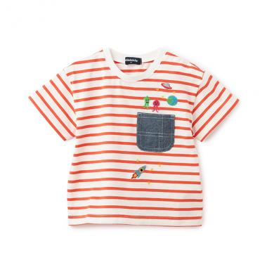 ポケットから宇宙人ボーダー半袖Tシャツ