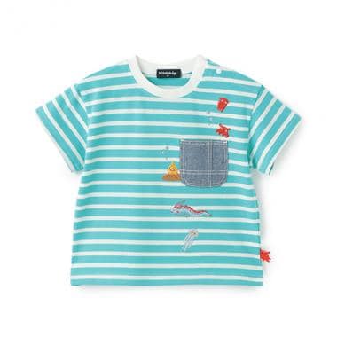 深海刺しゅうボーダー半袖Tシャツ