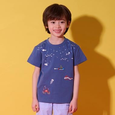 深海蓄光プリント半袖Tシャツ