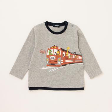 【リピート】【直営店で取り扱い無し】電車プリント長袖Tシャツ