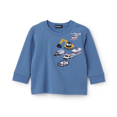 【人気商品再入荷】【直営店で取り扱い無し】乗り物アップリケ後ろ切替長袖Tシャツ
