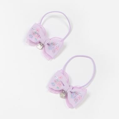 お花刺しゅうリボン　ヘアポニー2個セット【日本製】