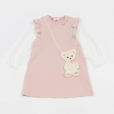【リピート】【直営店で取り扱い無し】クマポシェット風　袖切替カットワンピース