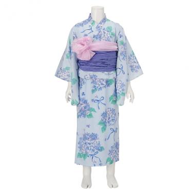 水彩紫陽花柄　浴衣