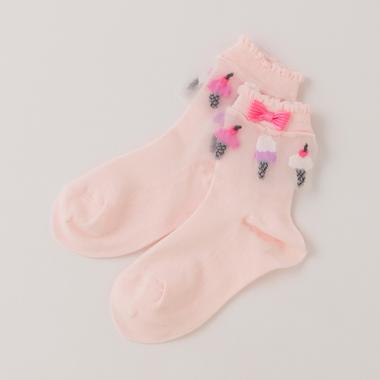 【リピート】【直営店で取り扱い無し】アイス柄透カシフリル　ソックス【日本製】
