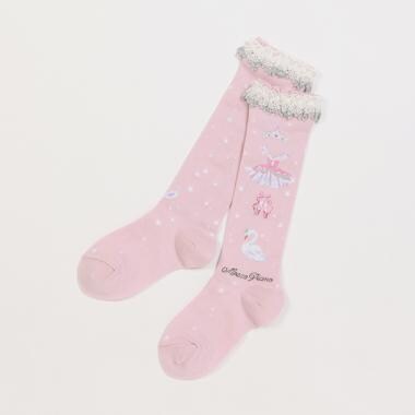 【人気商品再入荷】【直営店で取り扱い無し】バレリーナ柄ハイソックス【日本製】