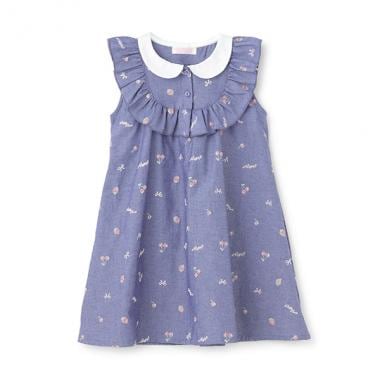 【人気商品再入荷】【直営店で取り扱い無し】ちびフルーツオフショルダンガリーワンピース