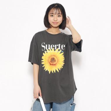 フラワープリントチュニックTシャツ