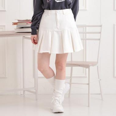 デニム裾プリーツスカート