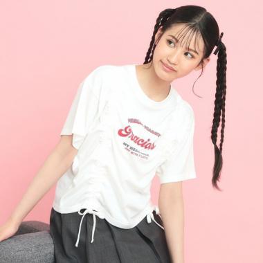 フロントドロストリボンTシャツ