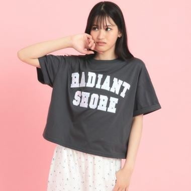 サテンアップリケカレッジTシャツ