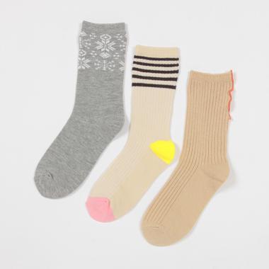 【ソックス/靴下】【オーシャン＆グラウンド】3PGIRL'SクルーソックスSET