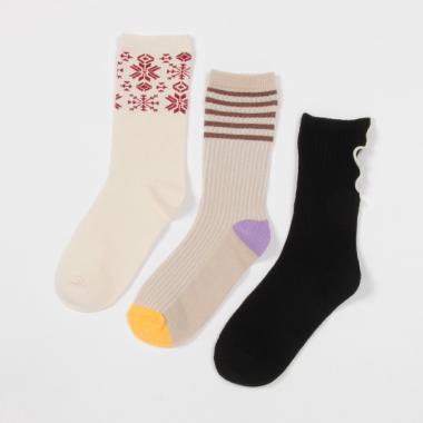 【ソックス/靴下】【オーシャン＆グラウンド】3PGIRL'SクルーソックスSET