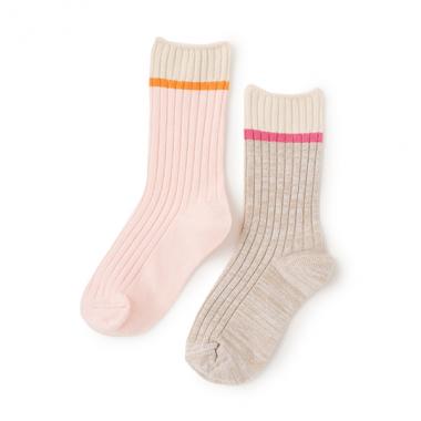 【オーシャン＆グラウンド】ミックスカラークルーソックス2PSET
