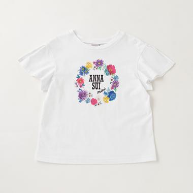 花ロゴ肩スリットTシャツ