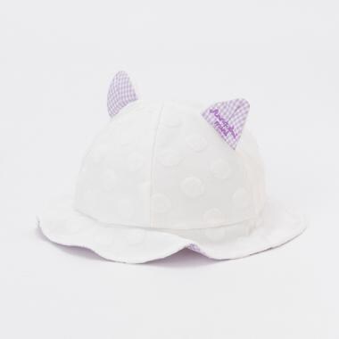 UVカット ネコ耳つきドットパイル帽子