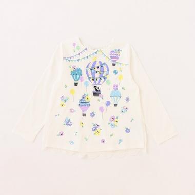 【人気商品再入荷】【直営店で取り扱い無し】ネコ気球プリント長袖Ｔシャツ