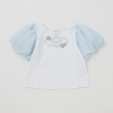 ★ストライプボリューム袖半袖Tシャツ