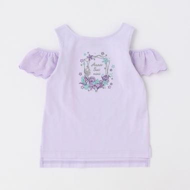 ★肩開きシェル刺しゅうTシャツ