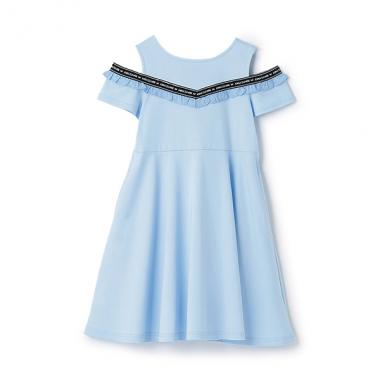 【人気商品再入荷】【直営店で取り扱い無し】ロゴテープ肩あき半袖ワンピース【接触冷感＋UVケア】