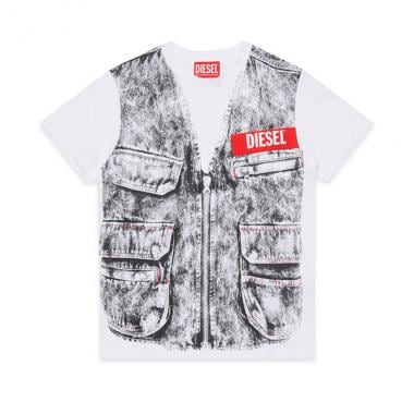 【DIESEL(ディーゼル)Kids&Junior】ブランドロゴベスト風半袖Tシャツカットソー